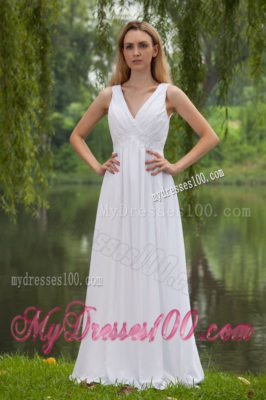 Beautiful Empire V-neck Appliques Prom Graduation Dress