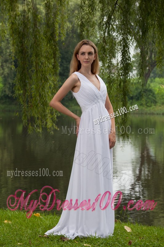 Beautiful Empire V-neck Appliques Prom Graduation Dress