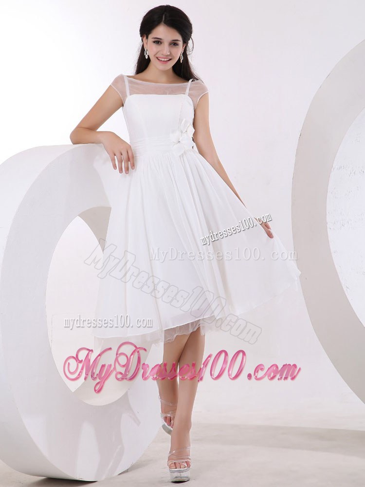 Sweet Knee-length Prom Dress With Hand Made Flowers