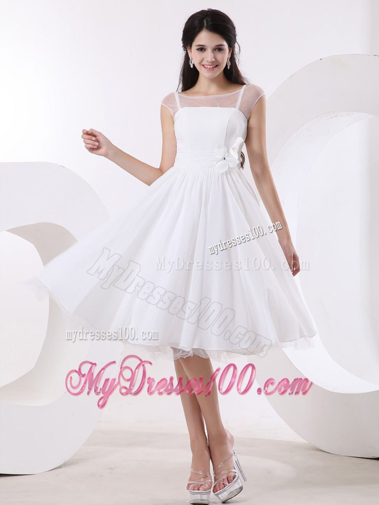 Sweet Knee-length Prom Dress With Hand Made Flowers