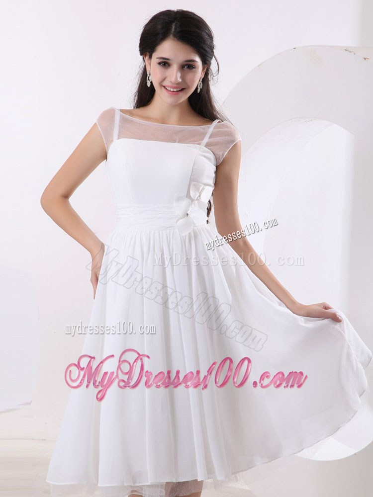 Sweet Knee-length Prom Dress With Hand Made Flowers