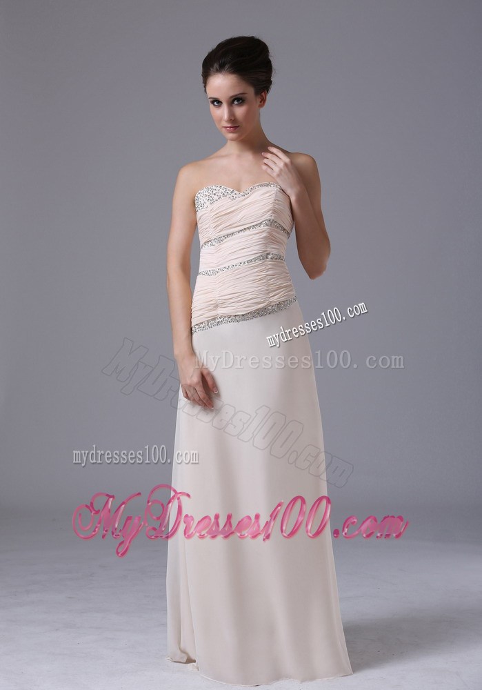 Empire Champagne Sweetheart Prom Dress with Beaded Decorate