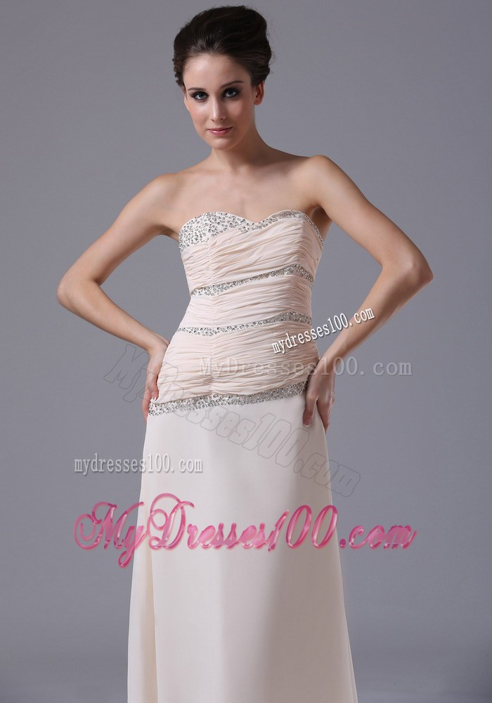 Empire Champagne Sweetheart Prom Dress with Beaded Decorate