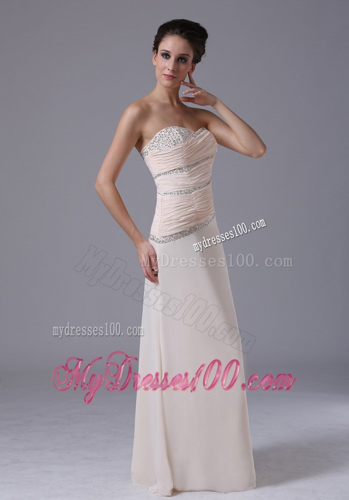 Empire Champagne Sweetheart Prom Dress with Beaded Decorate