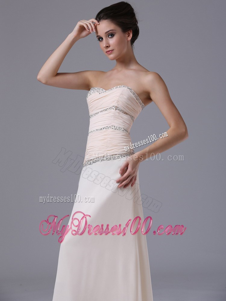 Empire Champagne Sweetheart Prom Dress with Beaded Decorate