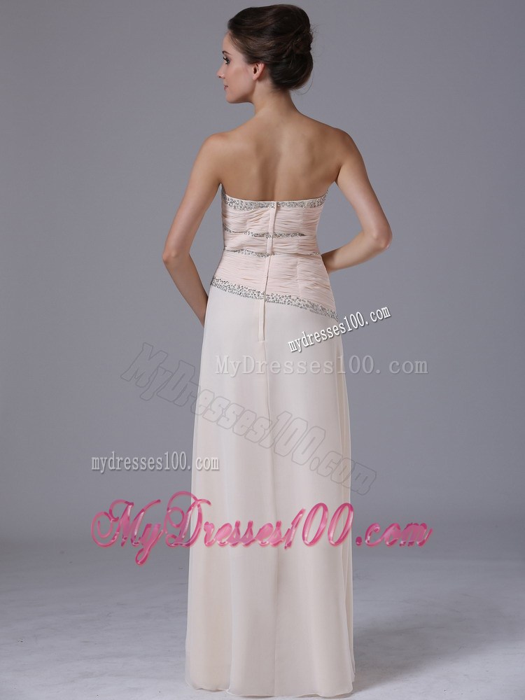 Empire Champagne Sweetheart Prom Dress with Beaded Decorate