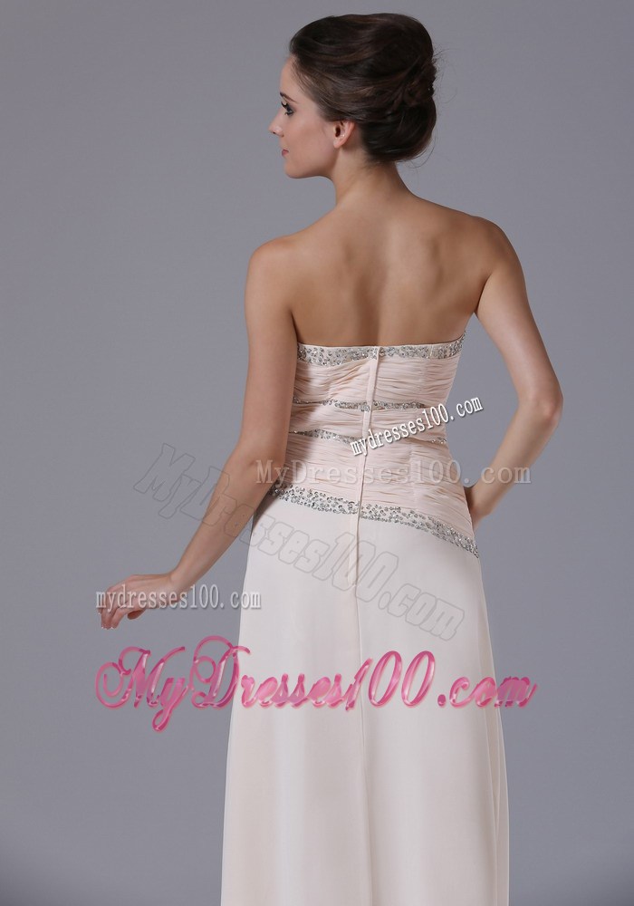 Empire Champagne Sweetheart Prom Dress with Beaded Decorate