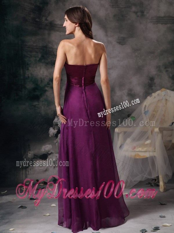 Dark Purple Sweetheart Beading Empire Floor-length Prom Dress
