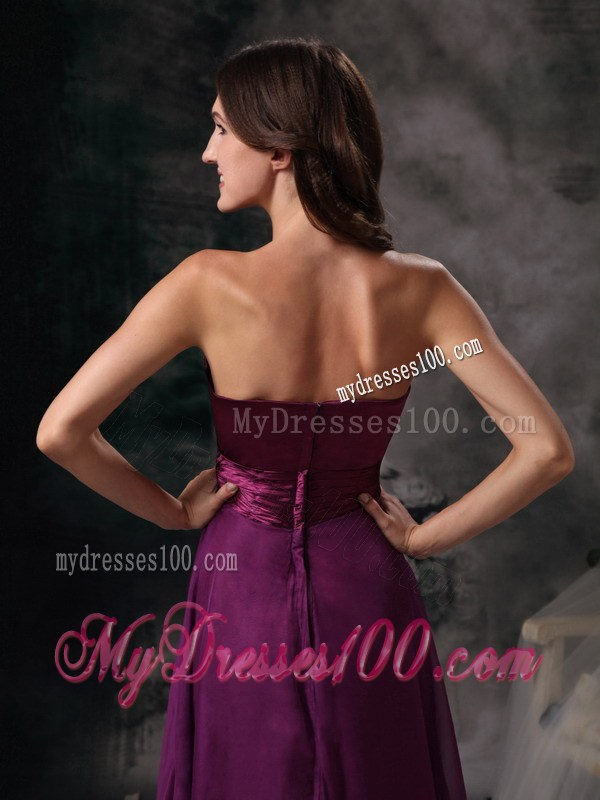 Dark Purple Sweetheart Beading Empire Floor-length Prom Dress