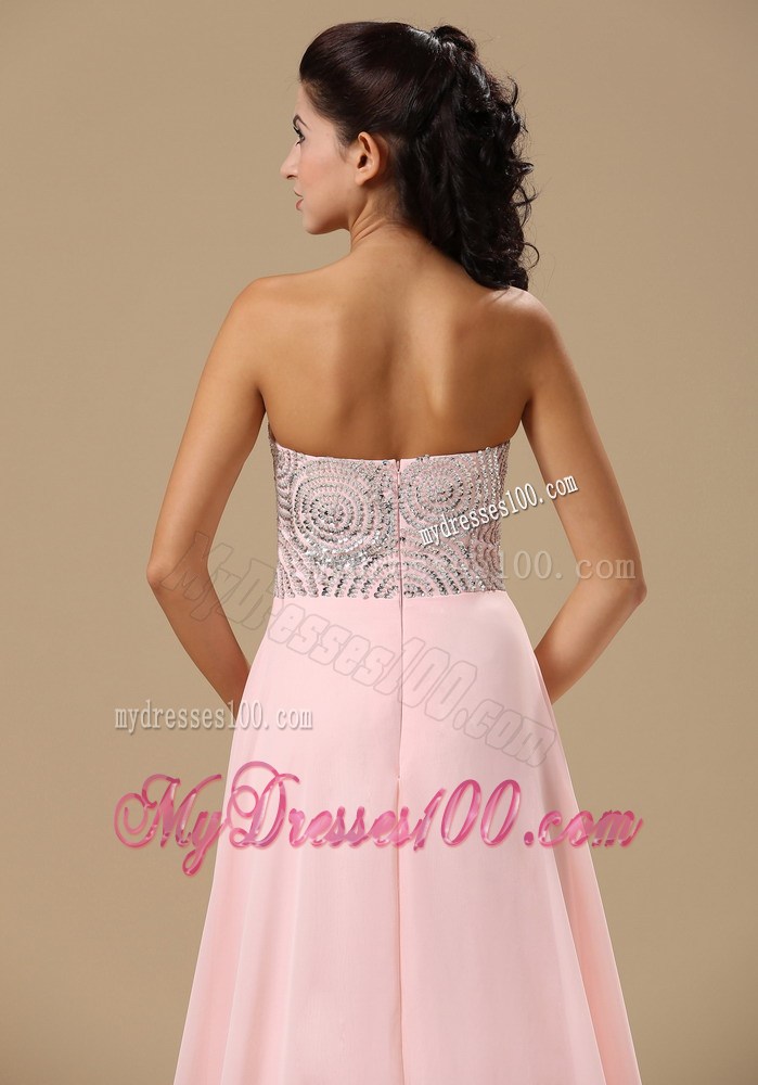 Beaded Decorate Up Bodice Sweetheart Prom Dress in Light Pink