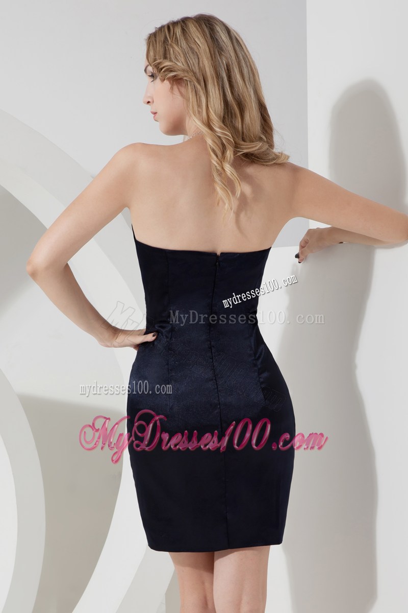 Black Column Sheath Sweetheart Rhinestones Short Prom Dress