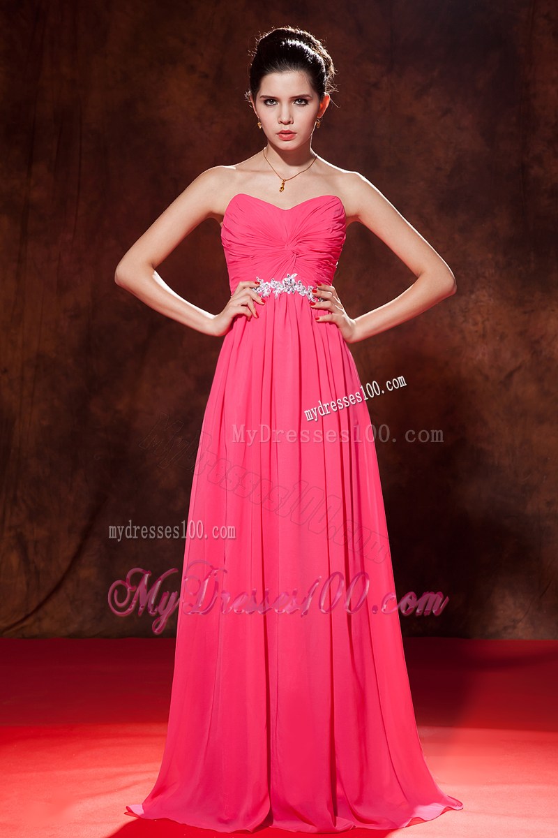 Coral Red Empire Beading Prom Celebrity Dress with Sweetheart