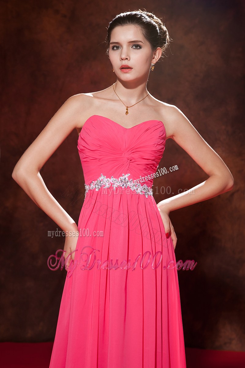 Coral Red Empire Beading Prom Celebrity Dress with Sweetheart
