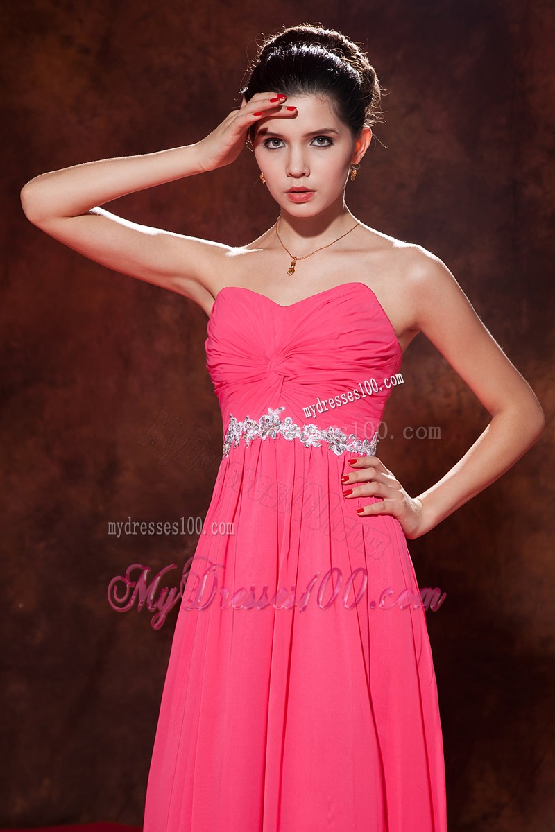 Coral Red Empire Beading Prom Celebrity Dress with Sweetheart