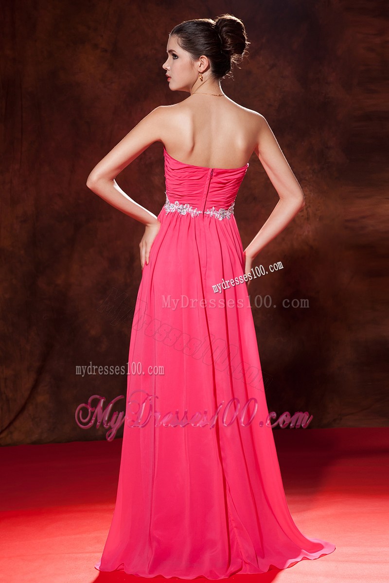 Coral Red Empire Beading Prom Celebrity Dress with Sweetheart
