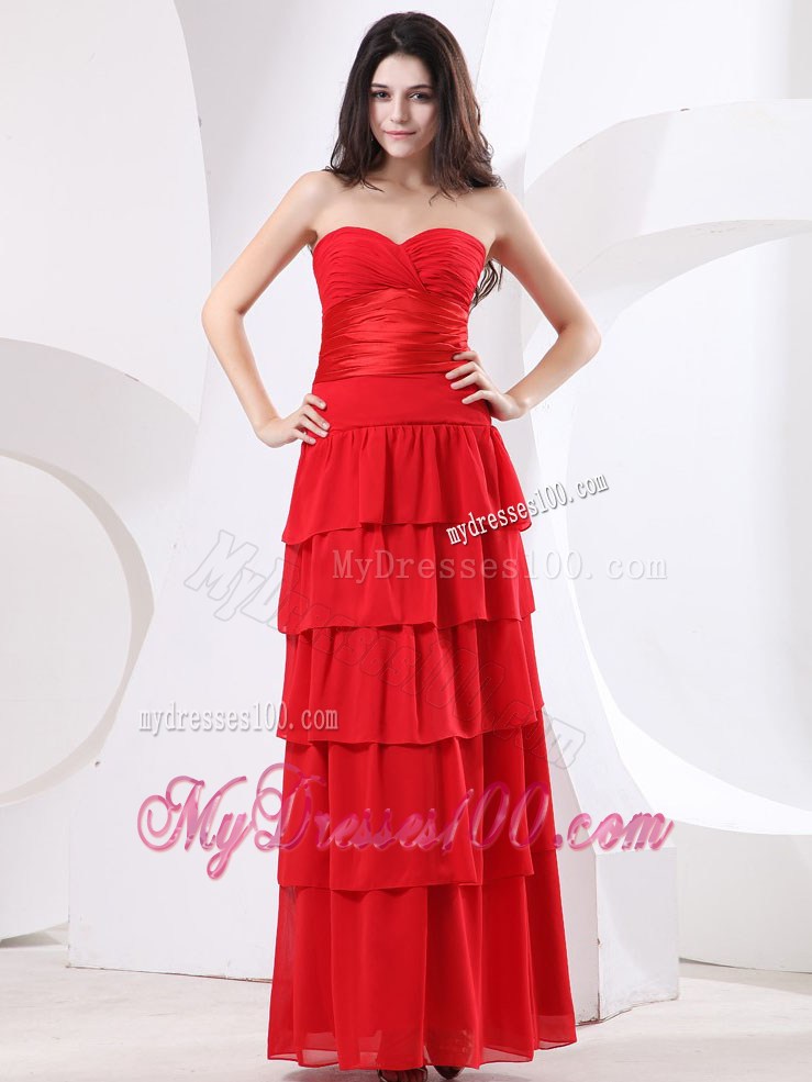 Sweetheart Ruched Bodice and Ruffled Layers For Prom Dress