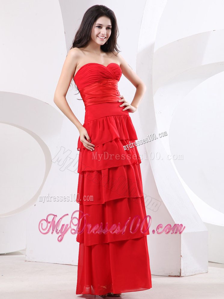 Sweetheart Ruched Bodice and Ruffled Layers For Prom Dress