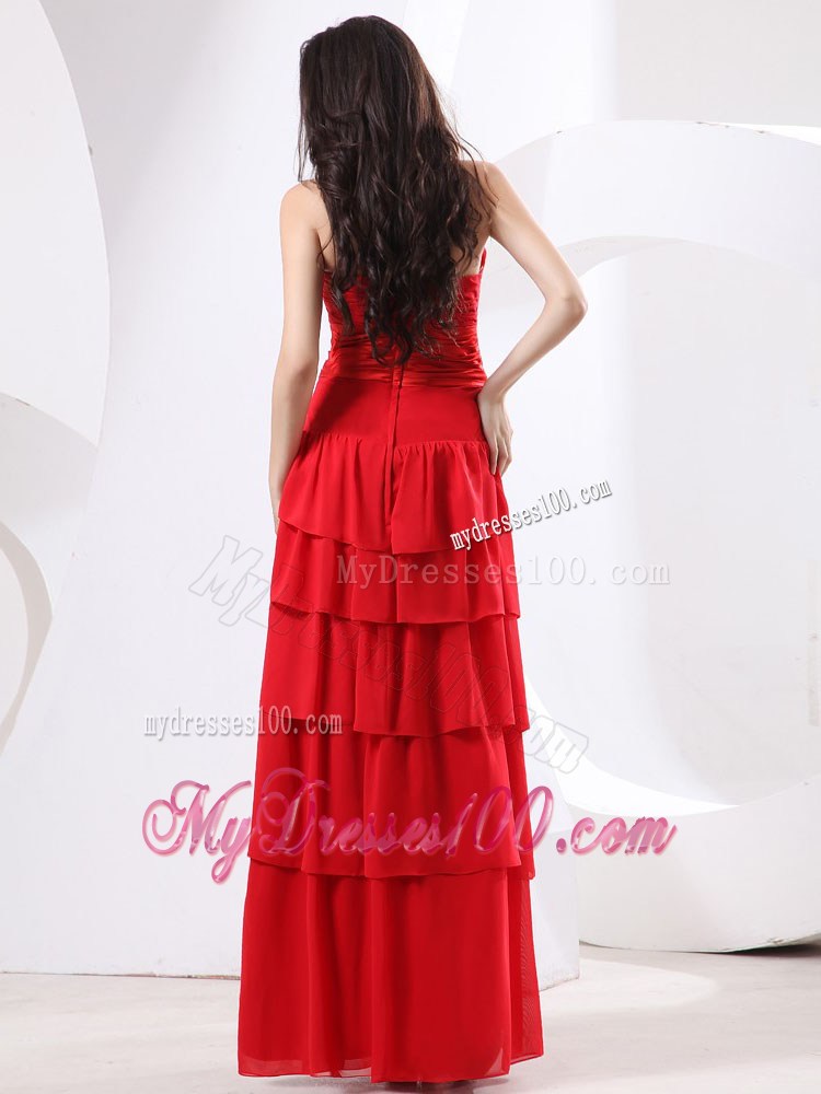 Sweetheart Ruched Bodice and Ruffled Layers For Prom Dress