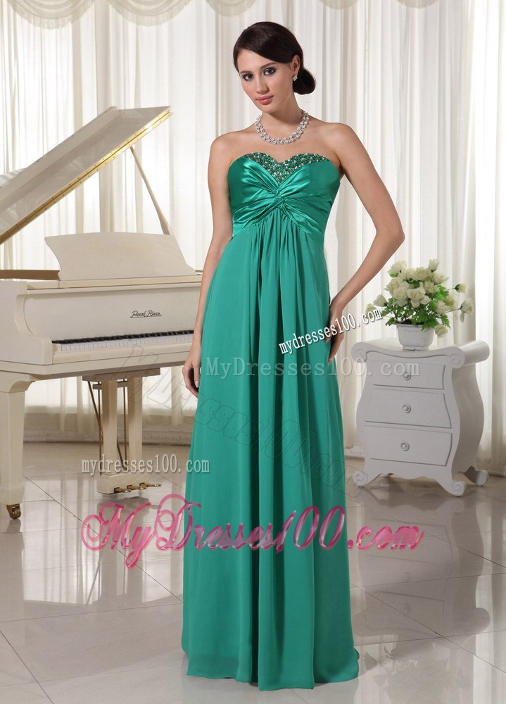 Chic Turquoise Sweetheart Beaded Evening Dress For Prom Party