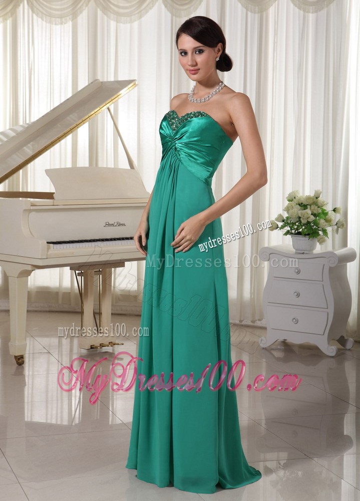 Chic Turquoise Sweetheart Beaded Evening Dress For Prom Party