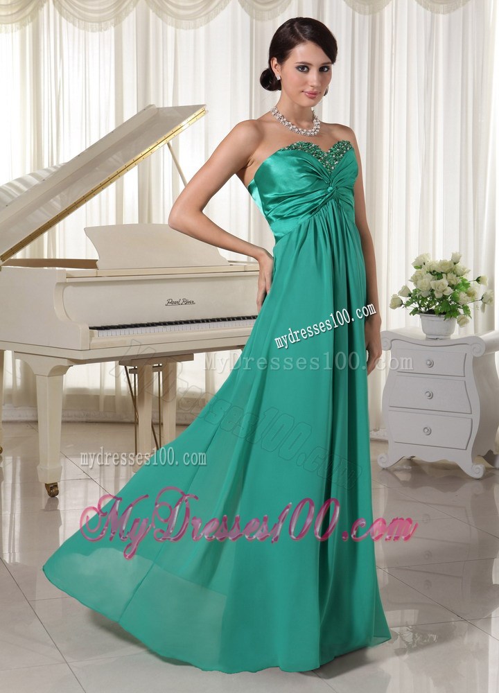 Chic Turquoise Sweetheart Beaded Evening Dress For Prom Party