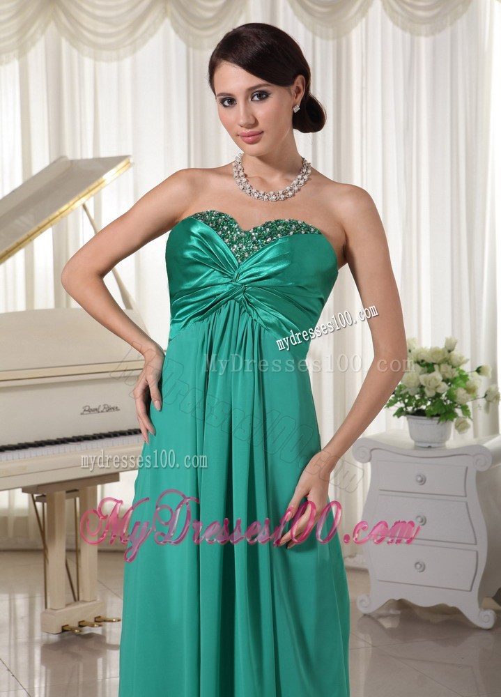 Chic Turquoise Sweetheart Beaded Evening Dress For Prom Party