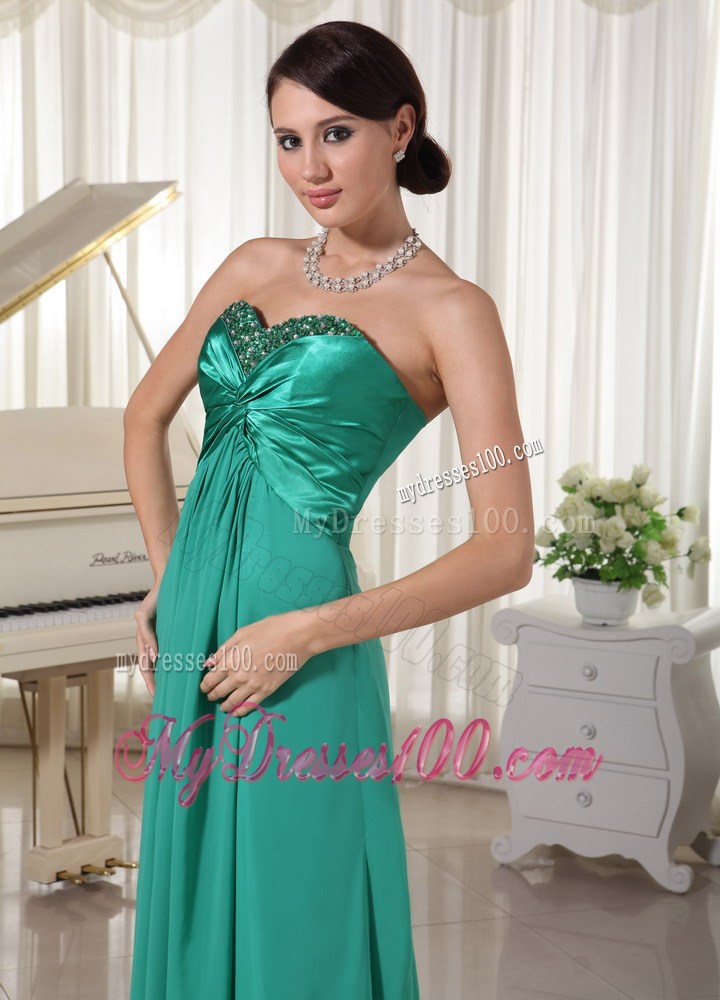 Chic Turquoise Sweetheart Beaded Evening Dress For Prom Party