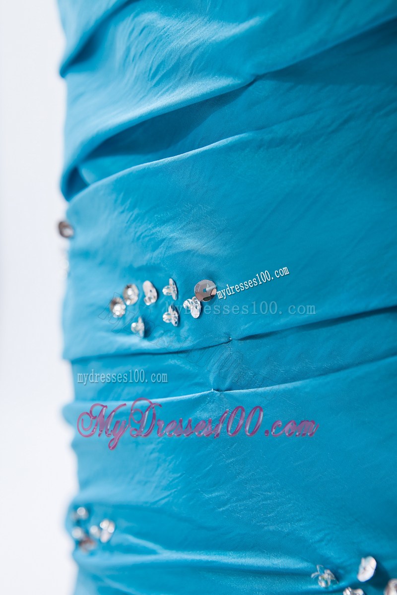 Elegant Teal Strapless Beading Long Prom Dress for 2013 Spring