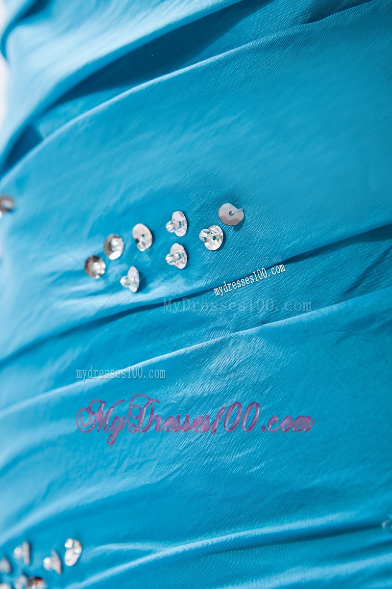 Elegant Teal Strapless Beading Long Prom Dress for 2013 Spring