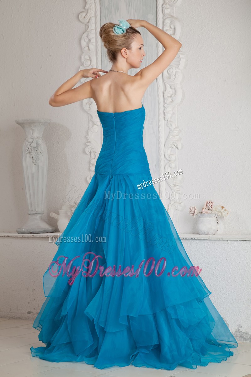 Low Price Teal Mermaid Sweetheart Prom Dress with Appliques