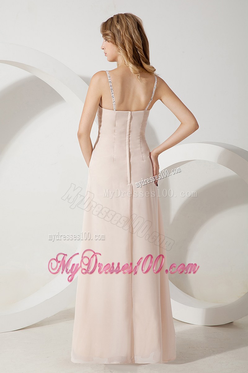 Light Pink Empire Spaghetti Straps Prom Dress with Beading