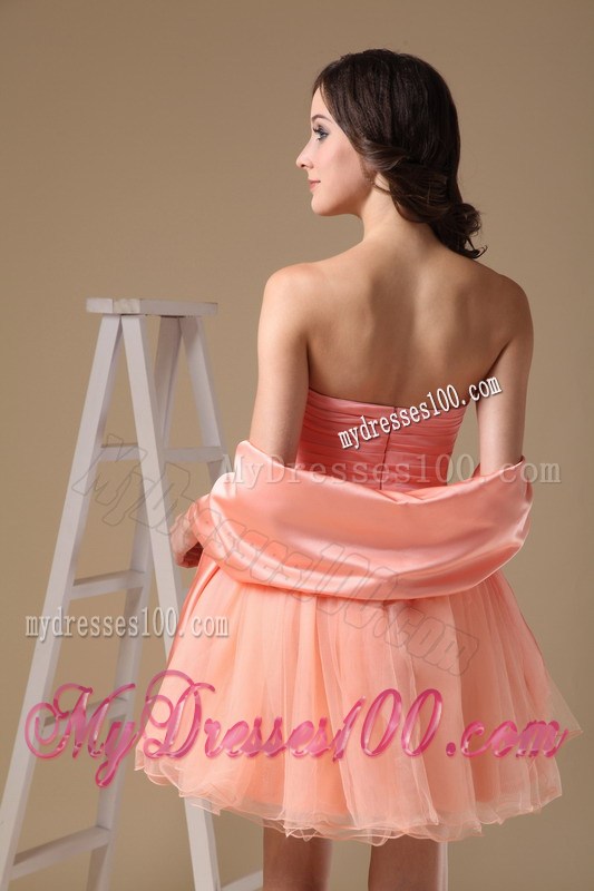Sweetheart Watermelon Red Mini-length Beading Prom Dress