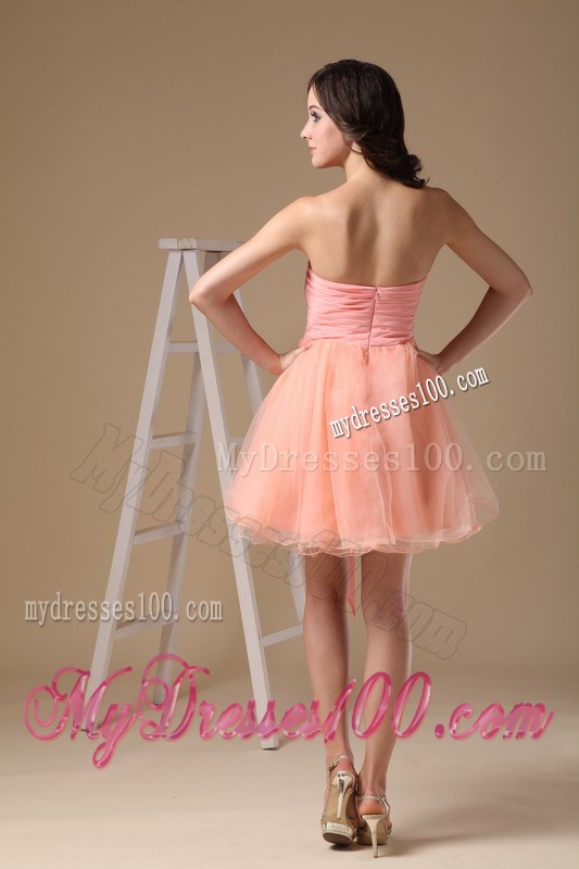 Sweetheart Watermelon Red Mini-length Beading Prom Dress