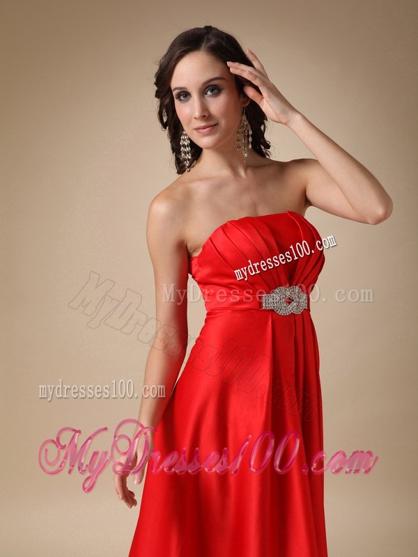 Red Strapless Beading Long Zipper-up Back Prom Dress for Sale