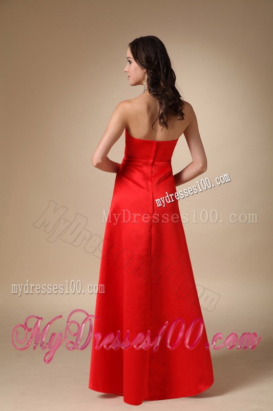 Red Strapless Beading Long Zipper-up Back Prom Dress for Sale