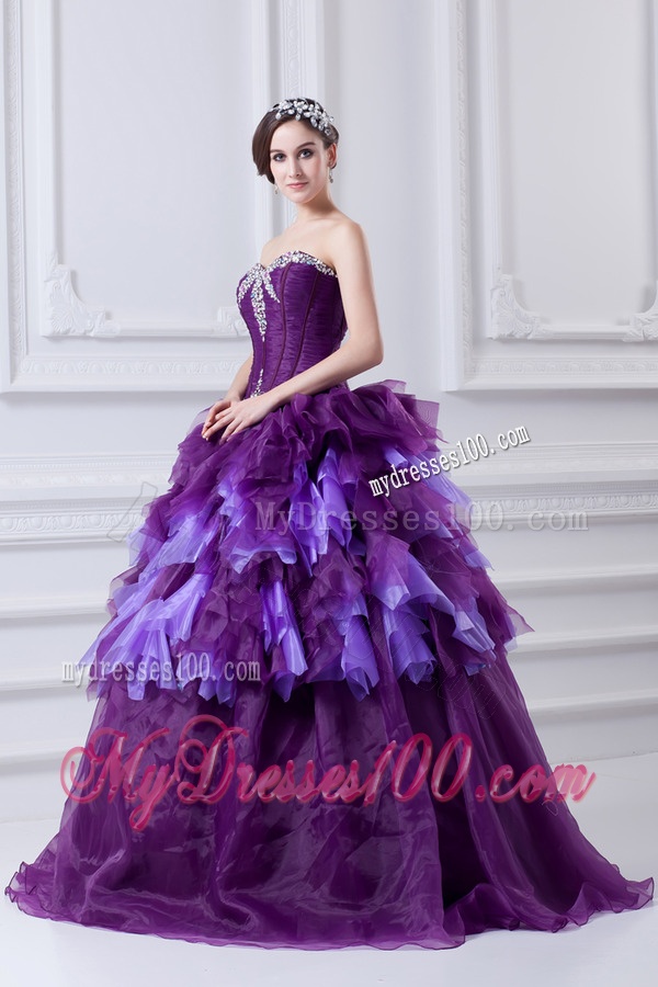 2016 Beading Multi-color Sweetheart Ball Gown Quinceanera Dress with Ruffles