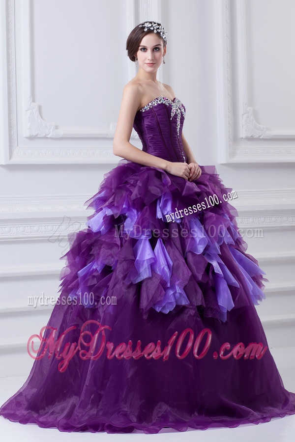 2016 Beading Multi-color Sweetheart Ball Gown Quinceanera Dress with Ruffles