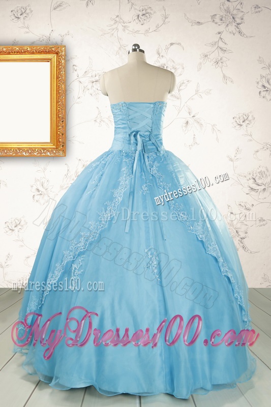 2016 Discount Strapless Beading Quinceanera Dress in Baby Blue