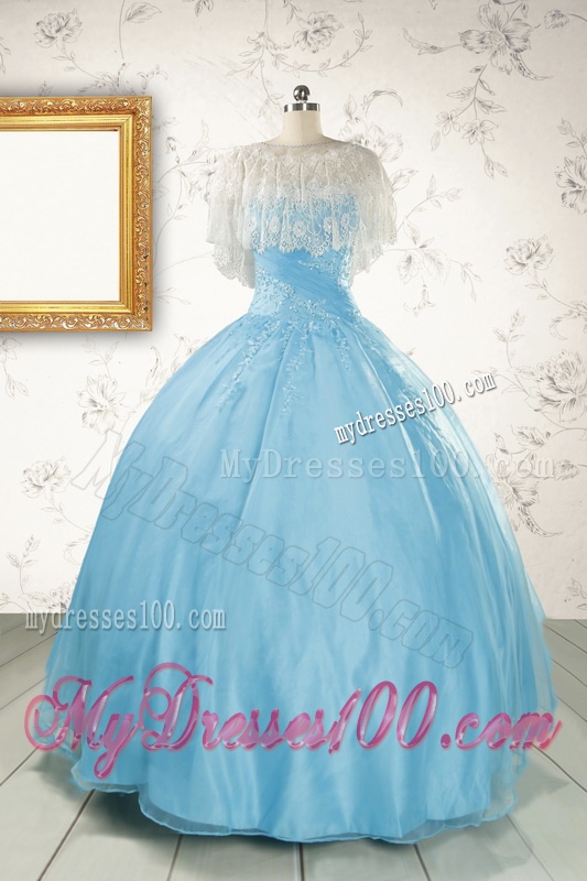 2016 Discount Strapless Beading Quinceanera Dress in Baby Blue