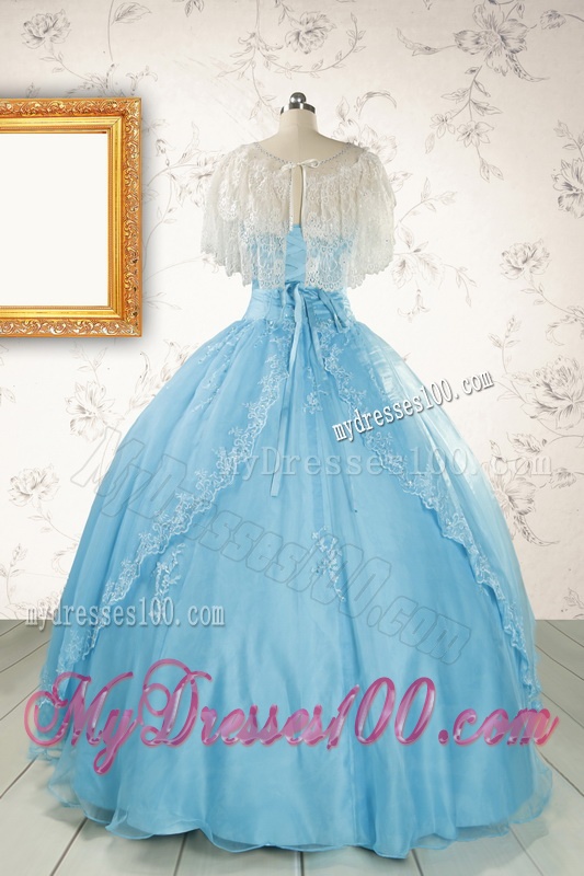 2016 Discount Strapless Beading Quinceanera Dress in Baby Blue