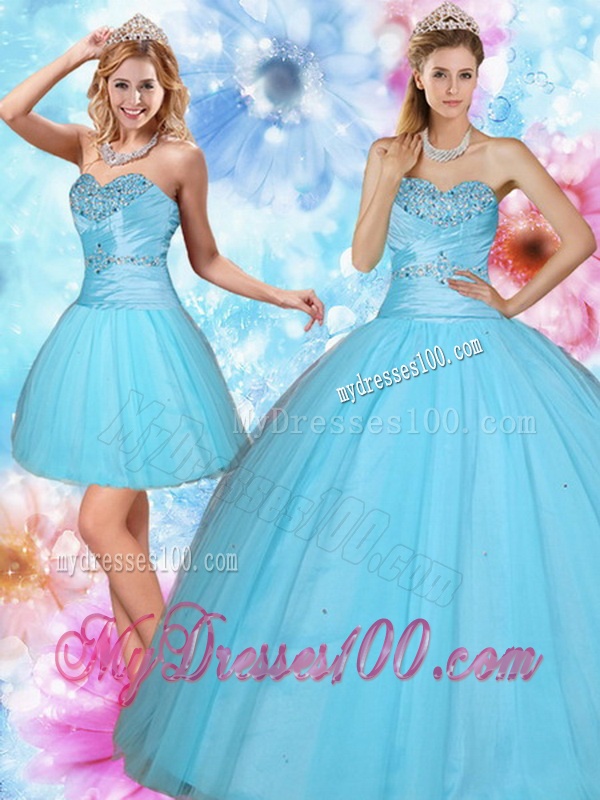 2016 Discount Sweetheart Beaded Quinceanera Dress in Baby Blue