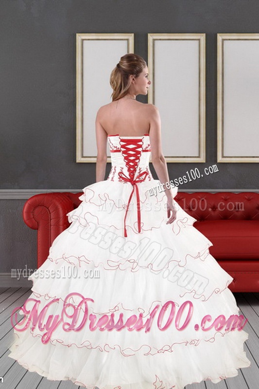 2016 Impressive White Quinceanera Dresses with Appliques and Ruffled Layers