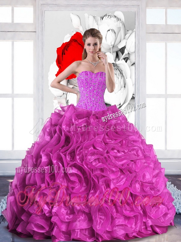 2016 Modest Sweetheart Quinceanera Dresses with Beading and Ruffles