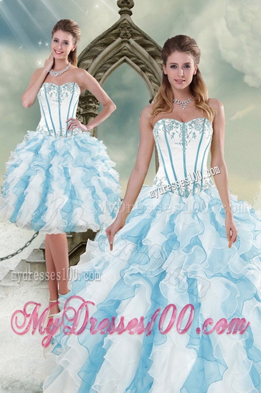 2016 Pretty Appliques and Ruffles Quinceanera Dresses in Multi Color