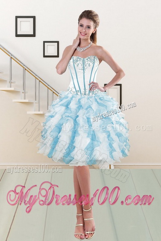 2016 Pretty Appliques and Ruffles Quinceanera Dresses in Multi Color