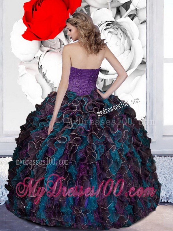 2016 Pretty Beading and Ruffles Quinceanera Dresses in Multi Color