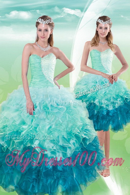 2016 Pretty Sweetheart Multi Color Quinceanera Dresses with Beading and Ruffles