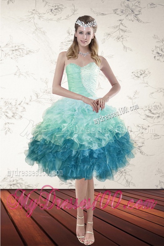 2016 Pretty Sweetheart Multi Color Quinceanera Dresses with Beading and Ruffles