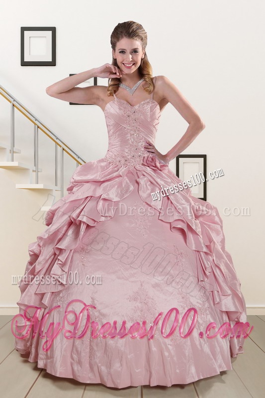 2016 Sweet Spaghetti Straps Quinceanera Dresses in Pink