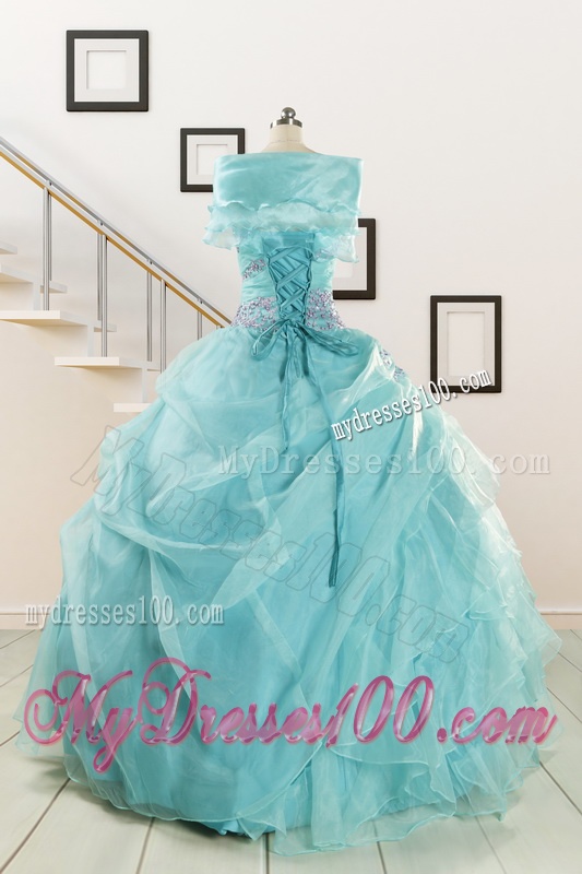 Beading and Ruffles Pretty Quinceanera Dresses in Turquoise for 2016
